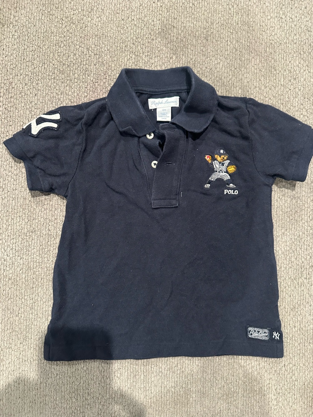 Ralph Lauren Boys Navy Polo with Embroidered Bear